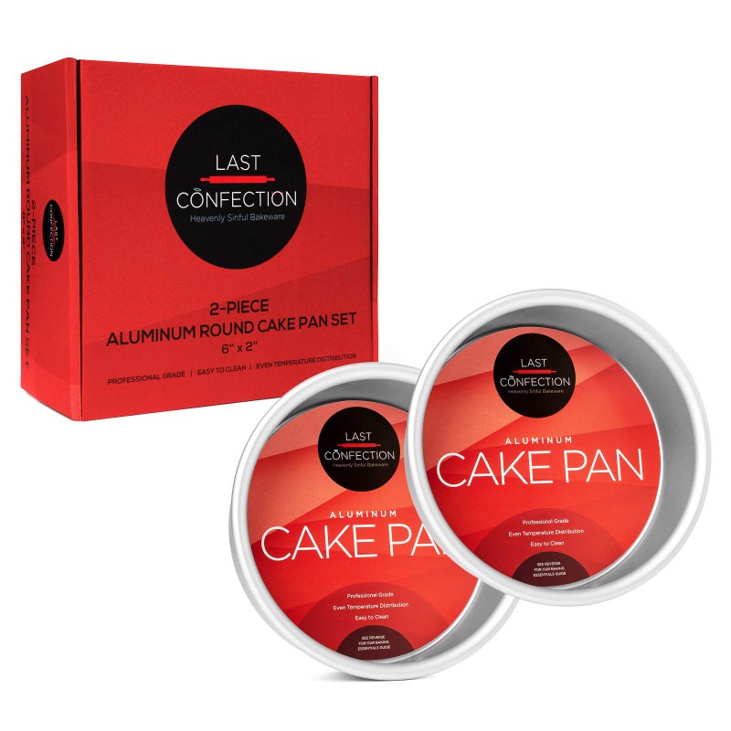 LAST CONFECTION 2-Piece Round Cake Pan Set - 6"" x 2"" Deep Aluminum Pans - Image 3